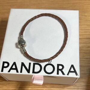 Pandora Leather Bracelet with Silver Clasp